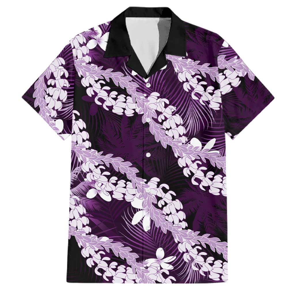 Puakenikeni Maile Lei Family Matching Puletasi and Hawaiian Shirt Frangipani Purple Tropical Leaves LT01 Dad's Shirt - Short Sleeve Purple - Polynesian Pride