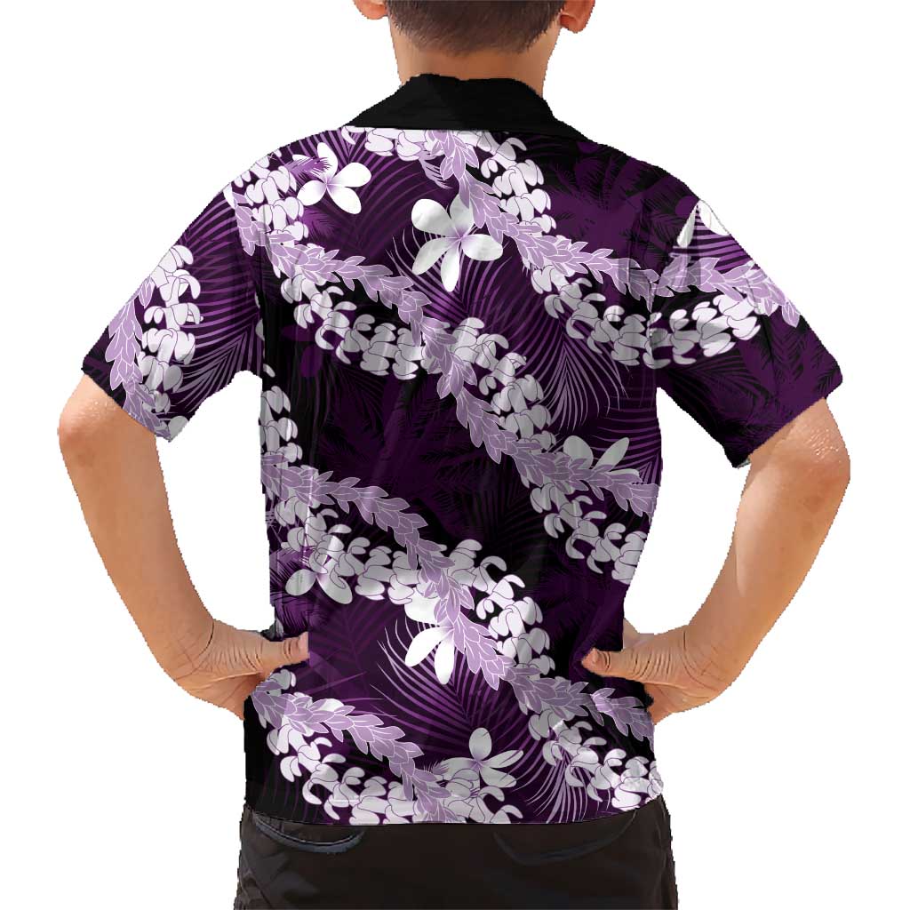 Puakenikeni Maile Lei Family Matching Tank Maxi Dress and Hawaiian Shirt Frangipani Purple Tropical Leaves LT01 - Polynesian Pride