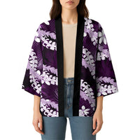 Puakenikeni Maile Lei Kimono Frangipani Purple Tropical Leaves