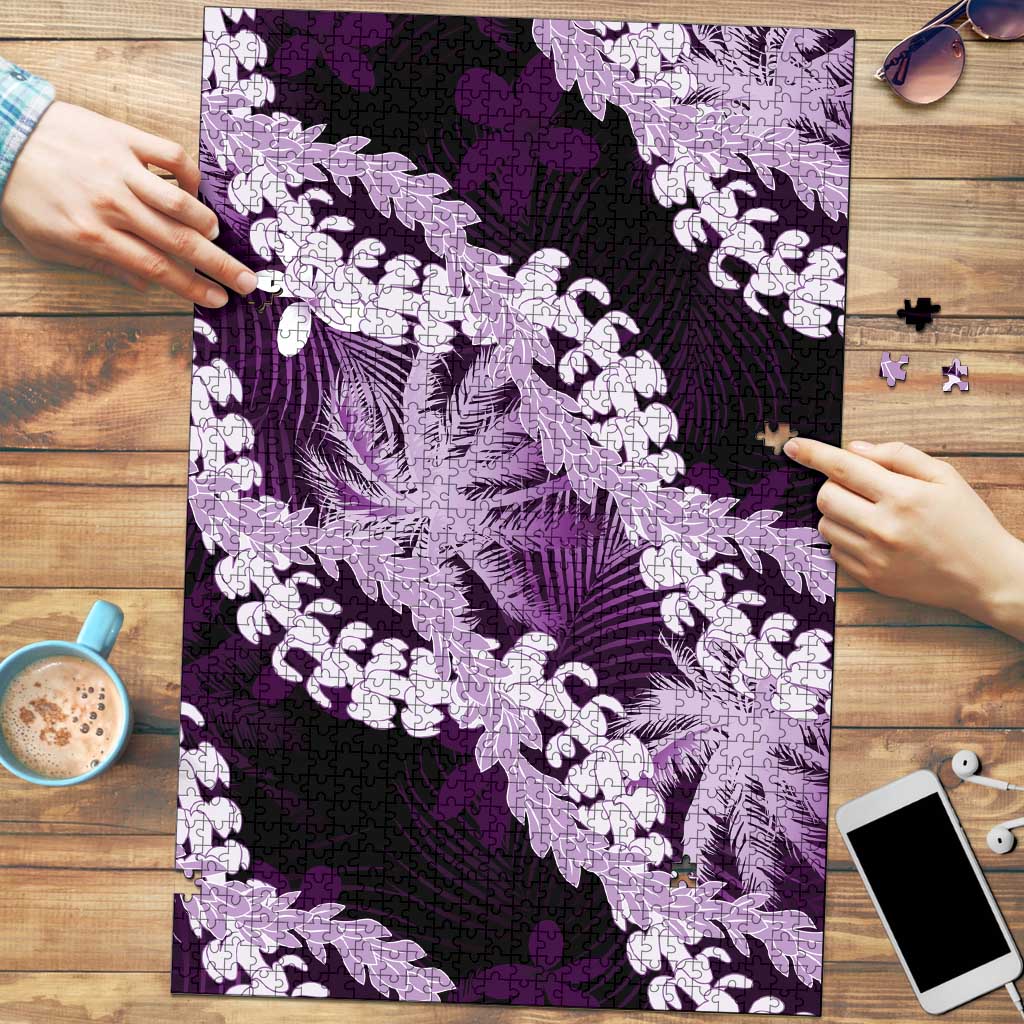 Puakenikeni Maile Lei Puzzle Frangipani Purple Tropical Leaves