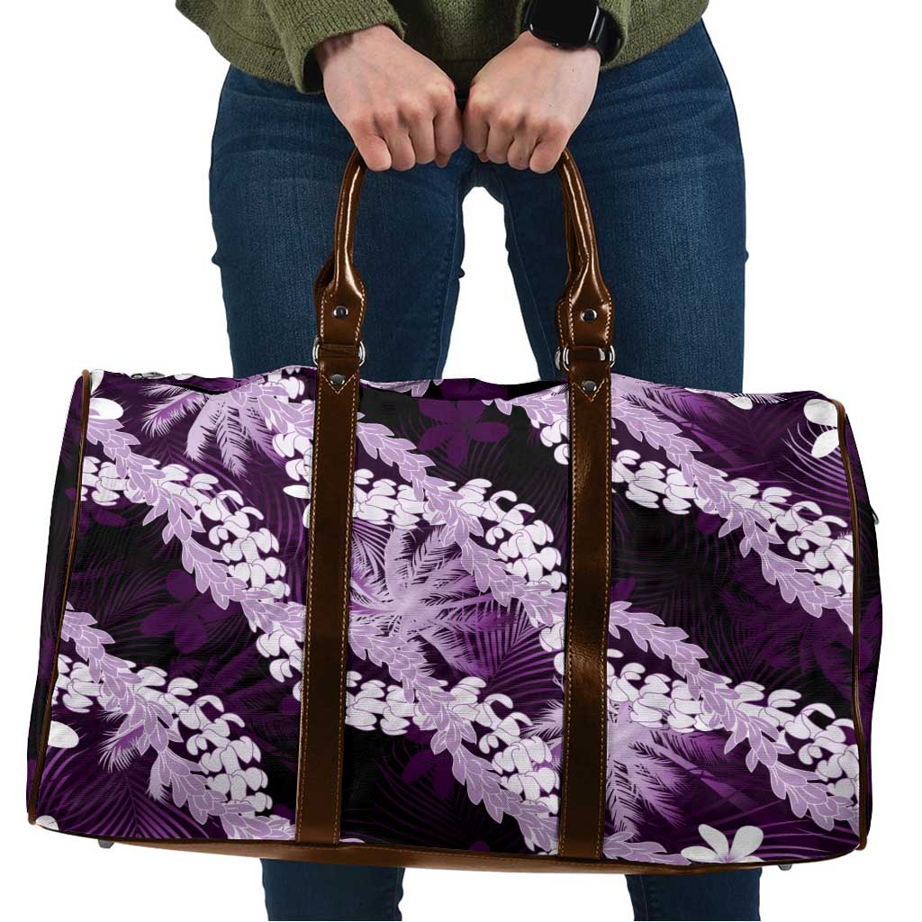 Puakenikeni Maile Lei Travel Bag Frangipani Purple Tropical Leaves LT01 Purple - Polynesian Pride