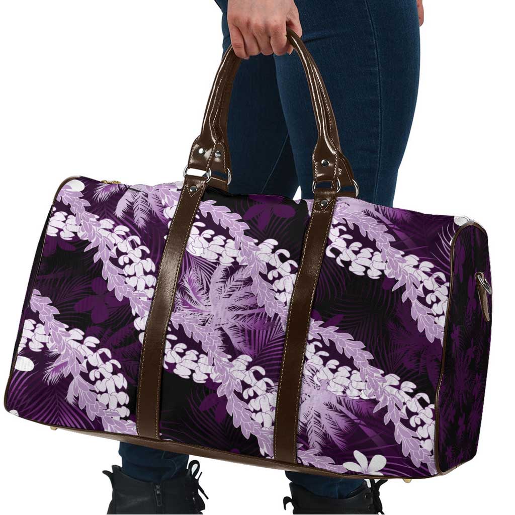 Puakenikeni Maile Lei Travel Bag Frangipani Purple Tropical Leaves LT01 - Polynesian Pride