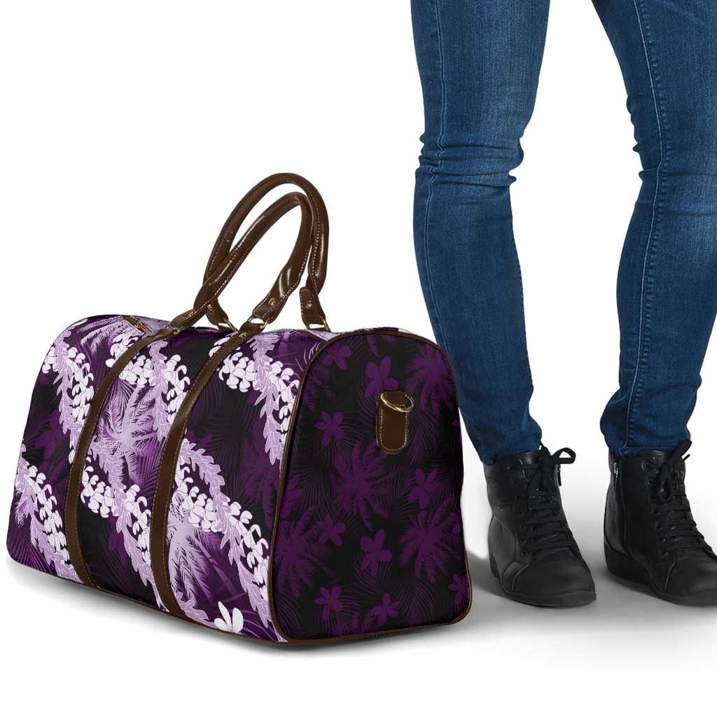 Puakenikeni Maile Lei Travel Bag Frangipani Purple Tropical Leaves LT01 - Polynesian Pride