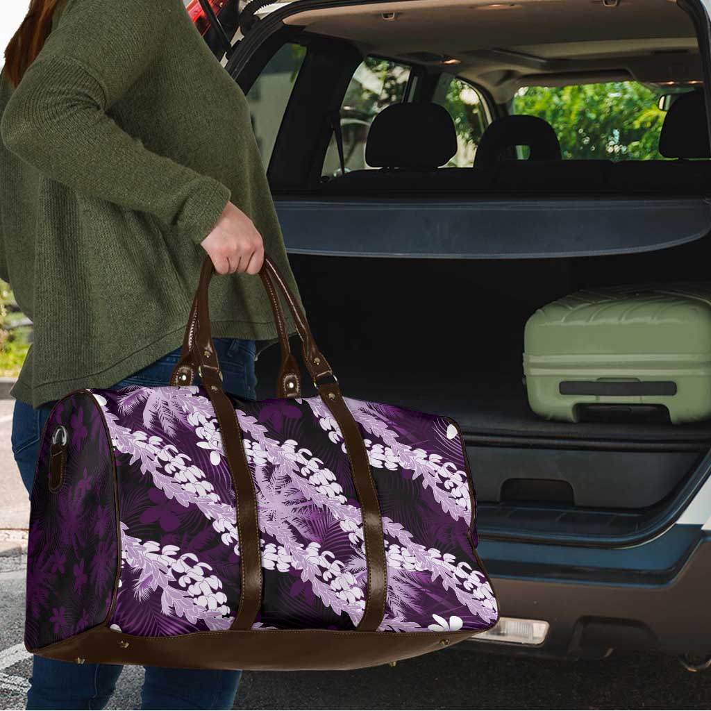 Puakenikeni Maile Lei Travel Bag Frangipani Purple Tropical Leaves LT01 - Polynesian Pride