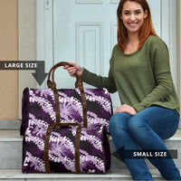 Puakenikeni Maile Lei Travel Bag Frangipani Purple Tropical Leaves LT01 - Polynesian Pride