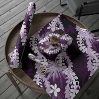 Puakenikeni Maile Lei Wrapping Paper Frangipani Purple Tropical Leaves