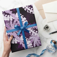 Puakenikeni Maile Lei Wrapping Paper Frangipani Purple Tropical Leaves