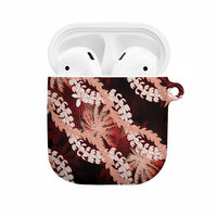 Puakenikeni Maile Lei AirPods Case Frangipani Red Tropical Leaves
