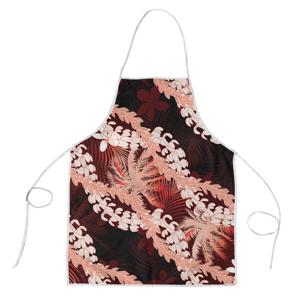 Puakenikeni Maile Lei Apron Frangipani Red Tropical Leaves