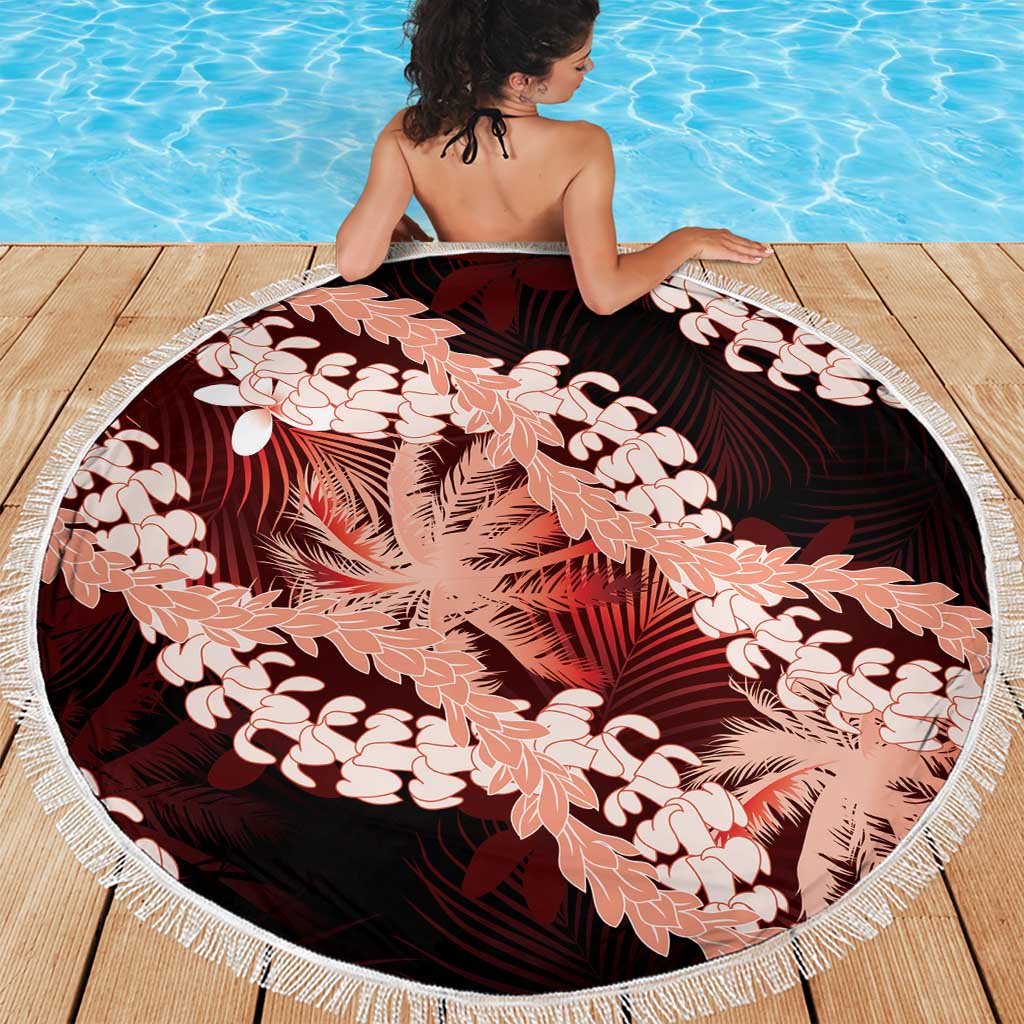 Puakenikeni Maile Lei Beach Blanket Frangipani Red Tropical Leaves
