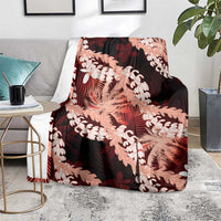 Puakenikeni Maile Lei Blanket Frangipani Red Tropical Leaves