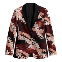 Puakenikeni Maile Lei Blazer Frangipani Red Tropical Leaves LT01 Unisex Red - Polynesian Pride
