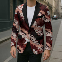 Puakenikeni Maile Lei Blazer Frangipani Red Tropical Leaves LT01 - Polynesian Pride