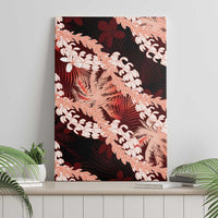 Puakenikeni Maile Lei Canvas Wall Art Frangipani Red Tropical Leaves