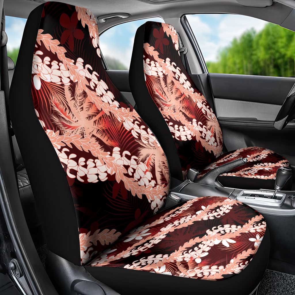 Puakenikeni Maile Lei Car Seat Cover Frangipani Red Tropical Leaves