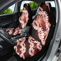 Puakenikeni Maile Lei Car Seat Cover Frangipani Red Tropical Leaves