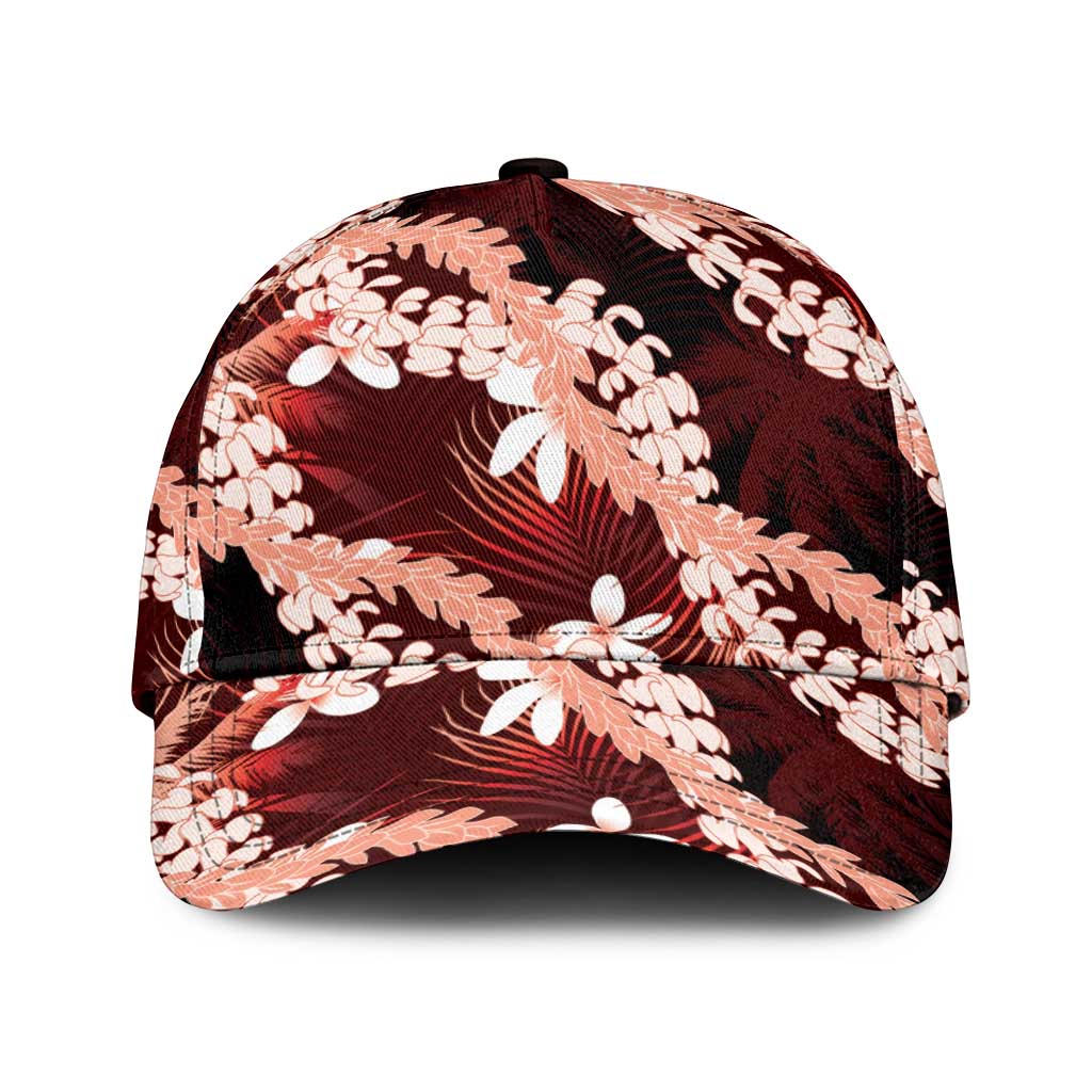 Puakenikeni Maile Lei Classic Cap Frangipani Red Tropical Leaves