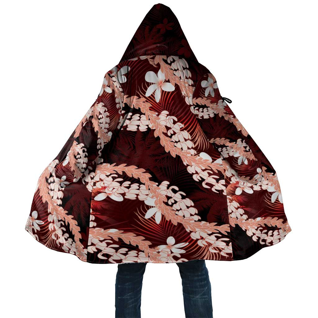 Puakenikeni Maile Lei Cloak Frangipani Red Tropical Leaves