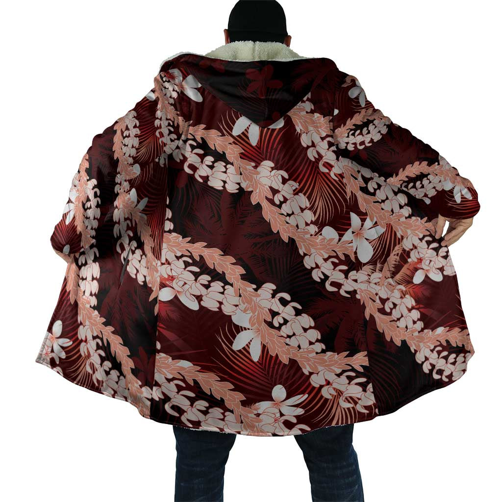 Puakenikeni Maile Lei Cloak Frangipani Red Tropical Leaves