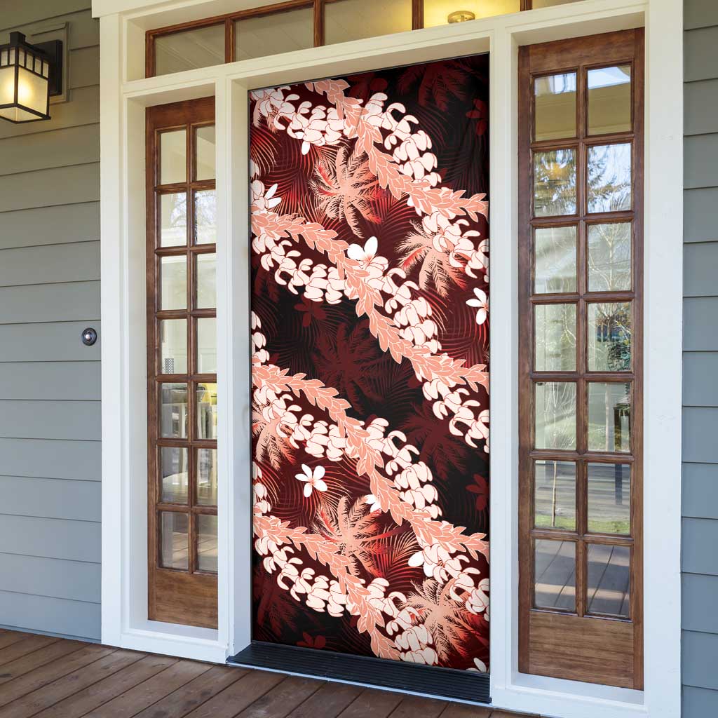 Puakenikeni Maile Lei Door Cover Frangipani Red Tropical Leaves