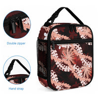 Puakenikeni Maile Lei Lunch Bag Frangipani Red Tropical Leaves LT01 - Polynesian Pride