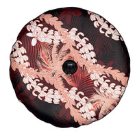 Puakenikeni Maile Lei Spare Tire Cover Frangipani Red Tropical Leaves