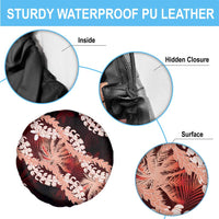 Puakenikeni Maile Lei Spare Tire Cover Frangipani Red Tropical Leaves