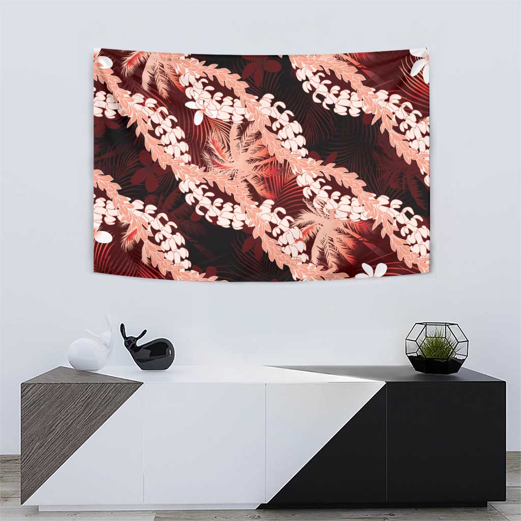 Puakenikeni Maile Lei Tapestry Frangipani Red Tropical Leaves