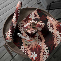 Puakenikeni Maile Lei Wrapping Paper Frangipani Red Tropical Leaves
