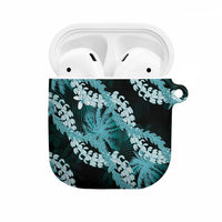 Puakenikeni Maile Lei AirPods Case Frangipani Turquoise Tropical Leaves