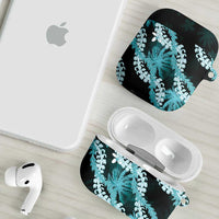 Puakenikeni Maile Lei AirPods Case Frangipani Turquoise Tropical Leaves
