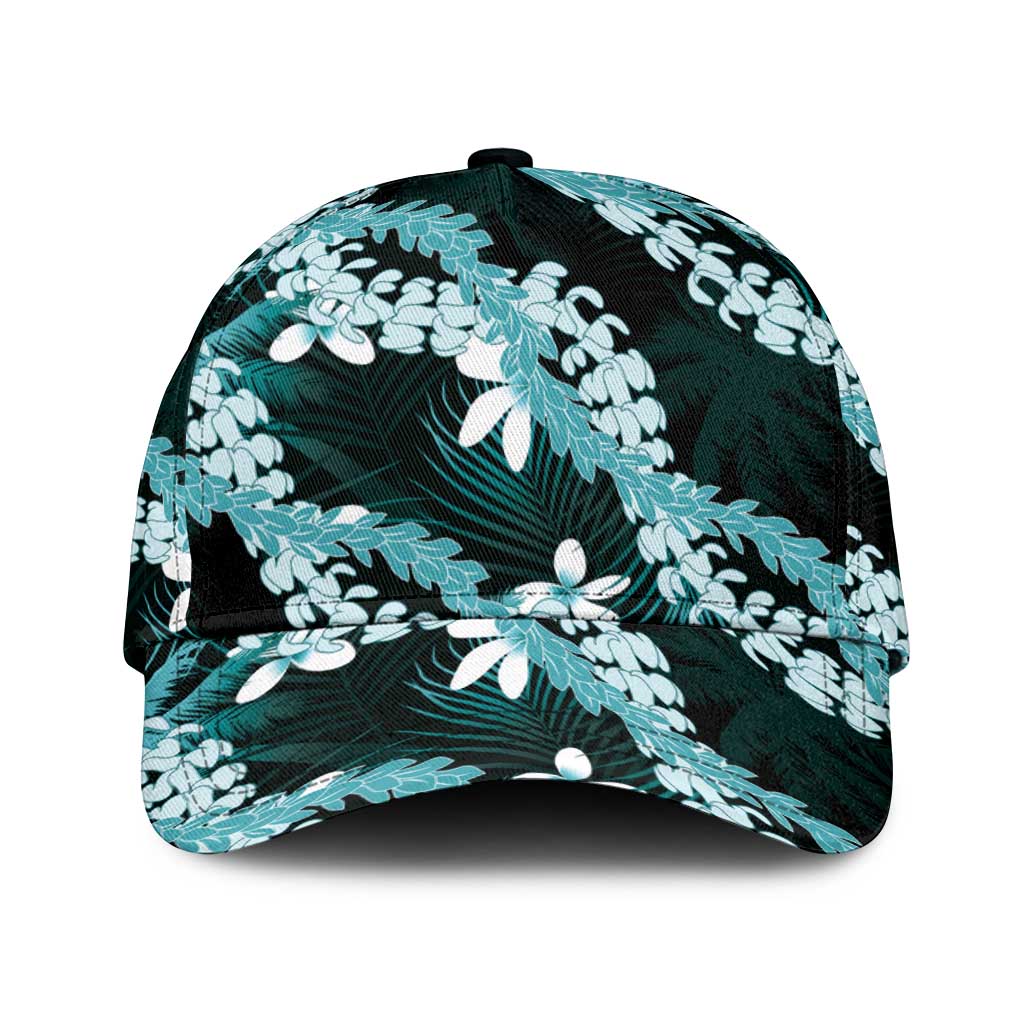 Puakenikeni Maile Lei Classic Cap Frangipani Turquoise Tropical Leaves