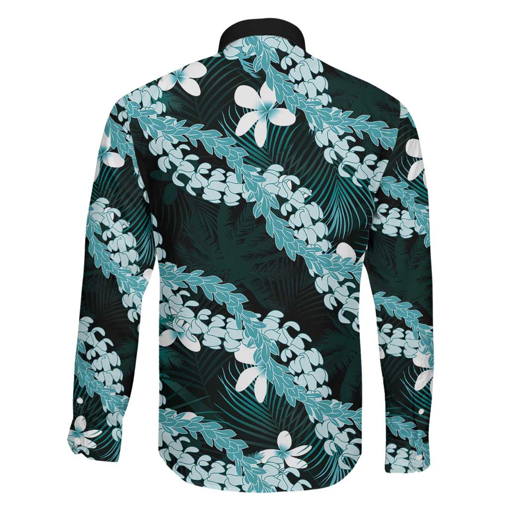 Puakenikeni Maile Lei Family Matching Mermaid Dress and Hawaiian Shirt Frangipani Turquoise Tropical Leaves LT01 - Polynesian Pride