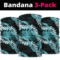Puakenikeni Maile Lei Neck Gaiter Frangipani Turquoise Tropical Leaves