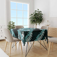 Puakenikeni Maile Lei Tablecloth Frangipani Turquoise Tropical Leaves