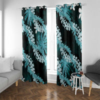 Puakenikeni Maile Lei Window Curtain Frangipani Turquoise Tropical Leaves