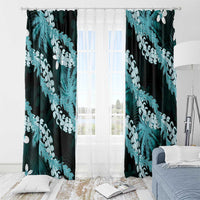 Puakenikeni Maile Lei Window Curtain Frangipani Turquoise Tropical Leaves