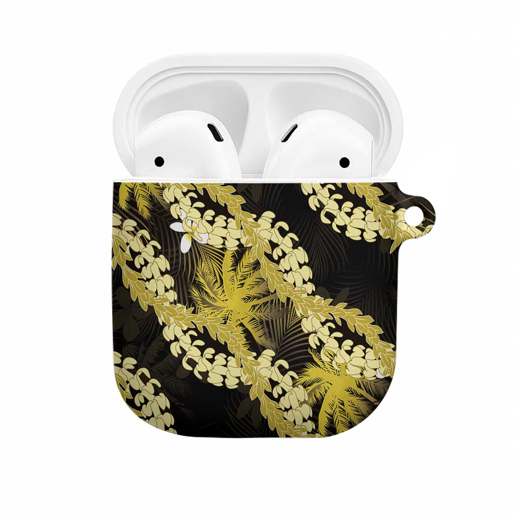 Puakenikeni Maile Lei AirPods Case Frangipani Yellow Tropical Leaves