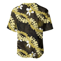 Puakenikeni Maile Lei Baseball Jersey Frangipani Yellow Tropical Leaves