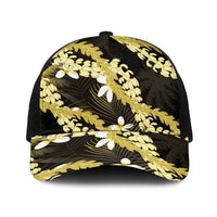 Puakenikeni Maile Lei Baseball Net Cap Frangipani Yellow Tropical Leaves