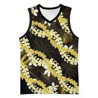 Puakenikeni Maile Lei Basketball Jersey Frangipani Yellow Tropical Leaves LT01 Unisex Yellow - Polynesian Pride