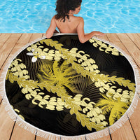 Puakenikeni Maile Lei Beach Blanket Frangipani Yellow Tropical Leaves
