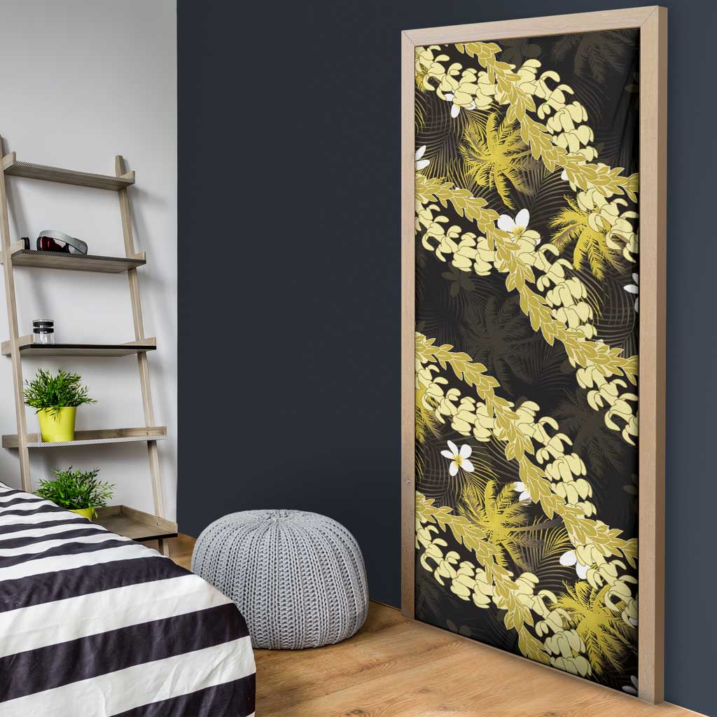 Puakenikeni Maile Lei Door Cover Frangipani Yellow Tropical Leaves
