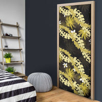 Puakenikeni Maile Lei Door Cover Frangipani Yellow Tropical Leaves