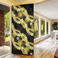 Puakenikeni Maile Lei Door Cover Frangipani Yellow Tropical Leaves