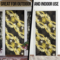 Puakenikeni Maile Lei Door Cover Frangipani Yellow Tropical Leaves