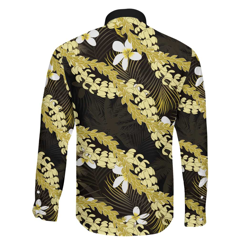 Puakenikeni Maile Lei Family Matching Off Shoulder Maxi Dress and Hawaiian Shirt Frangipani Yellow Tropical Leaves LT01 - Polynesian Pride