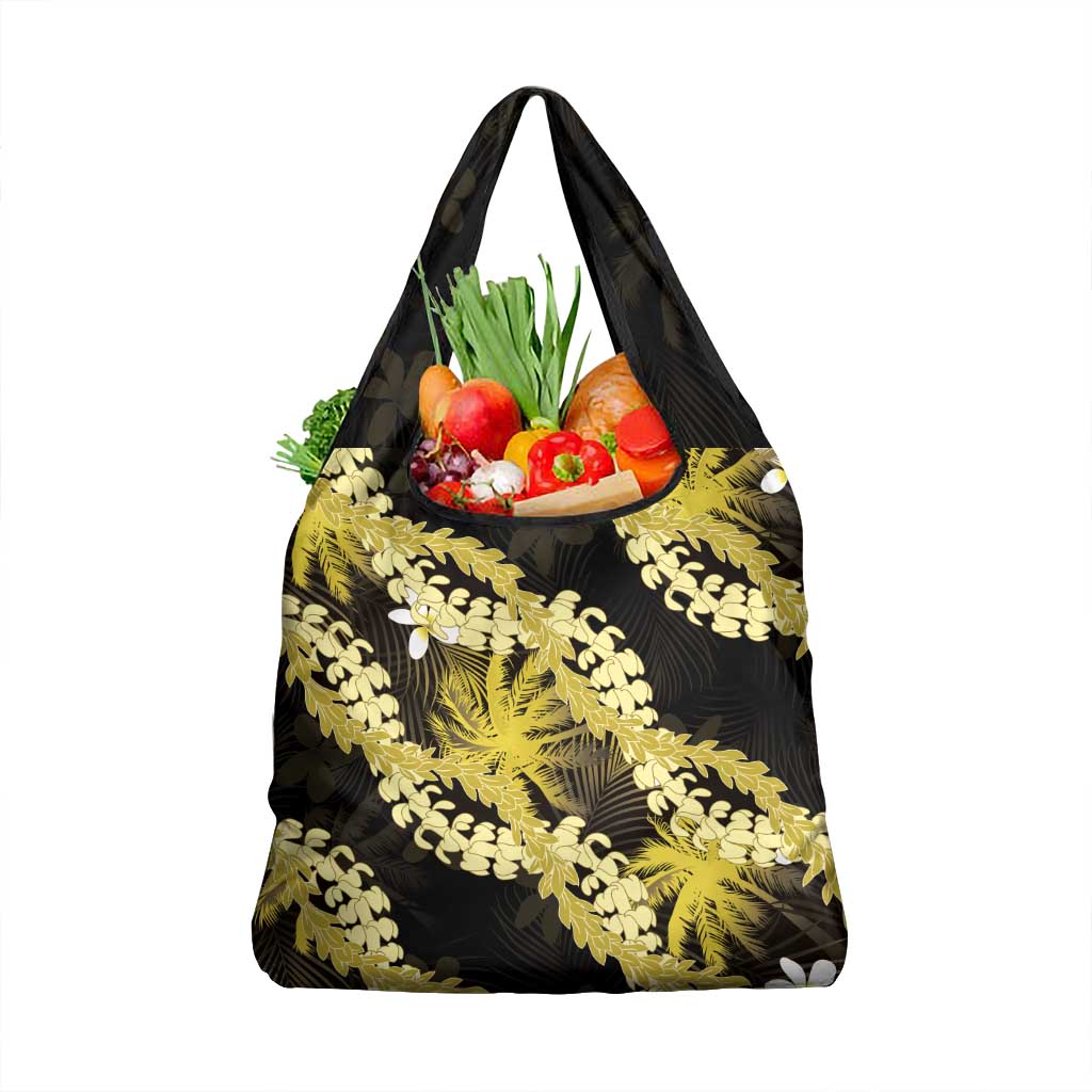 Puakenikeni Maile Lei Grocery Bag Frangipani Yellow Tropical Leaves
