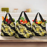 Puakenikeni Maile Lei Grocery Bag Frangipani Yellow Tropical Leaves