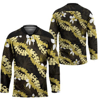Puakenikeni Maile Lei Hockey Jersey Frangipani Yellow Tropical Leaves